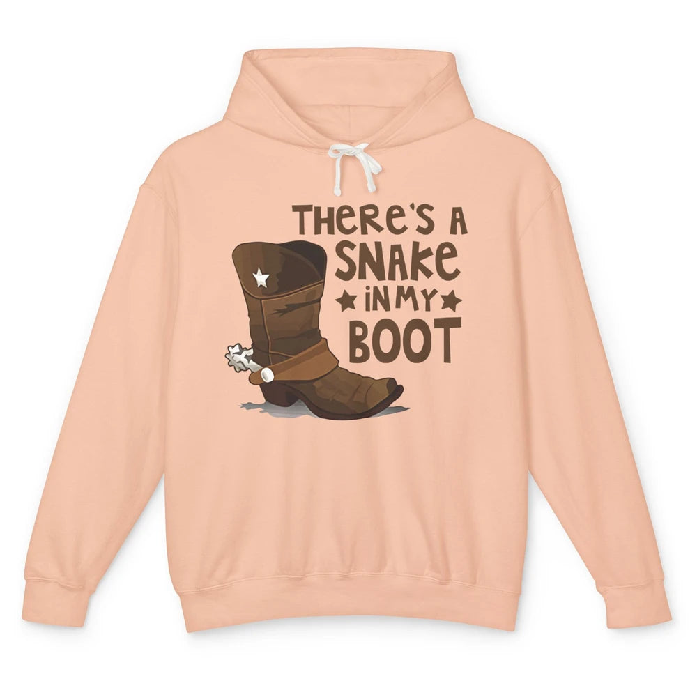 Funny Cowboy Boot There's A Snake In My Boots Western Cowboy Unisex Lightweight Hoodie