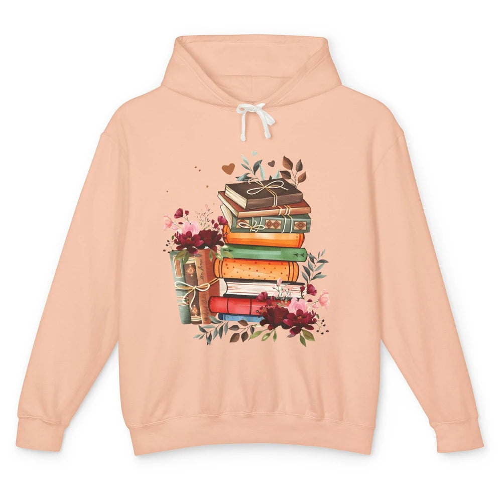 Books Floral Librarian Book Wildflower Bookworm Book Lovers Unisex Lightweight Hoodie