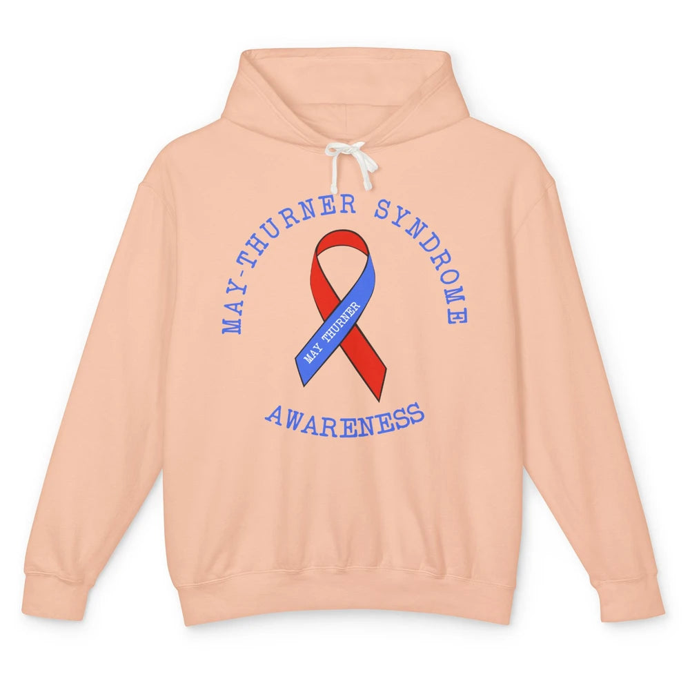 May-thurner Syndrome Awareness Red Blue Ribbon Rainbow Unisex Lightweight Hoodie