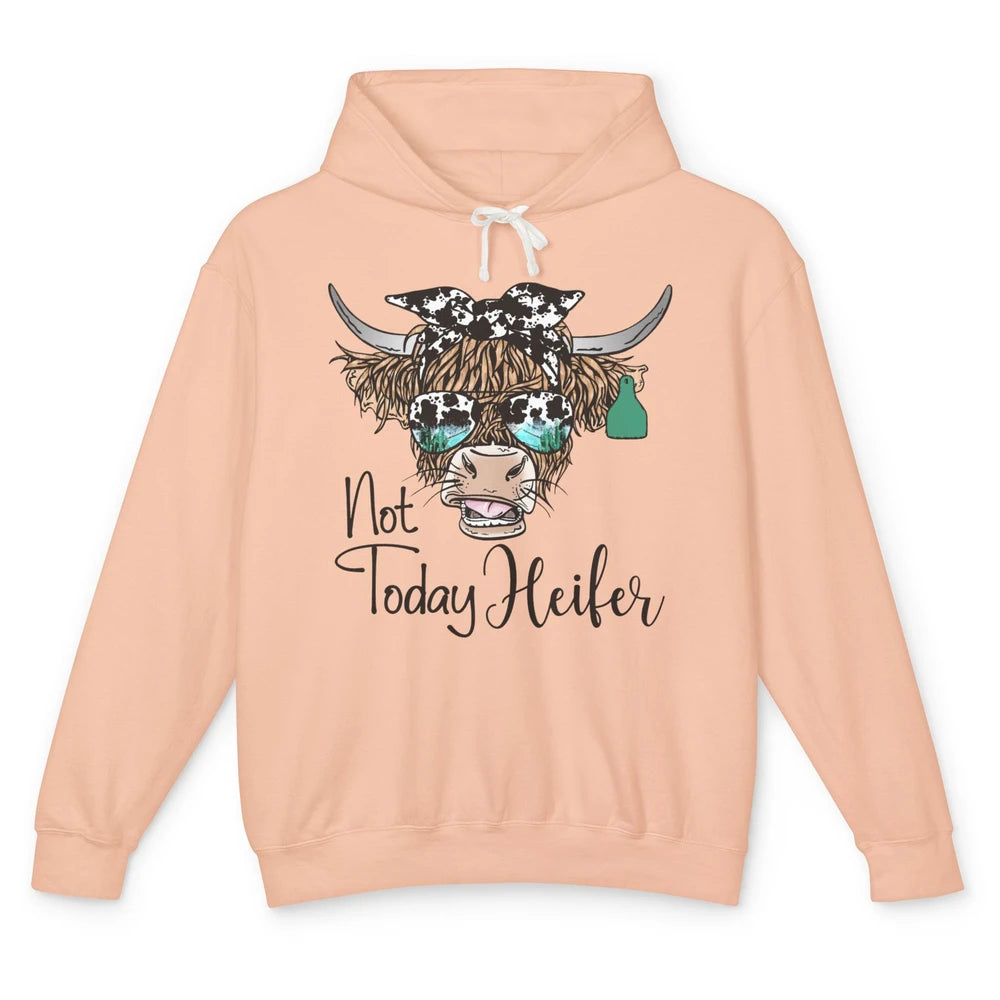 Highland Cow Bandana Cowhide Not Today Heifer Western Animal Unisex Lightweight Hoodie