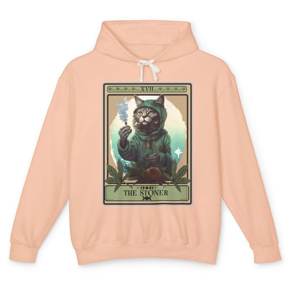 Vintage The Stoner Cat Tarot Card Weed Cannabis Marijuana Unisex Lightweight Hoodie