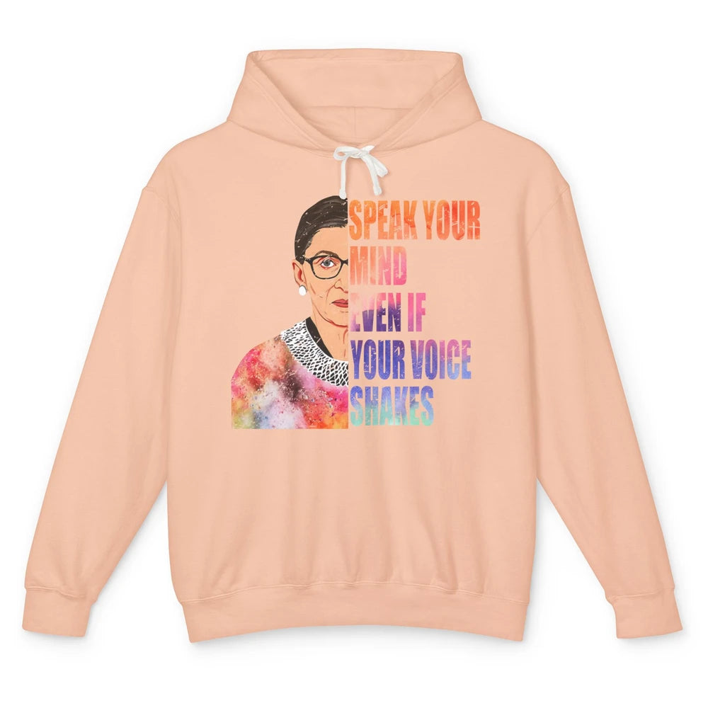 Retro Notorious RBG Speak Your Mind Even If Your Voice Shake Unisex Lightweight Hoodie