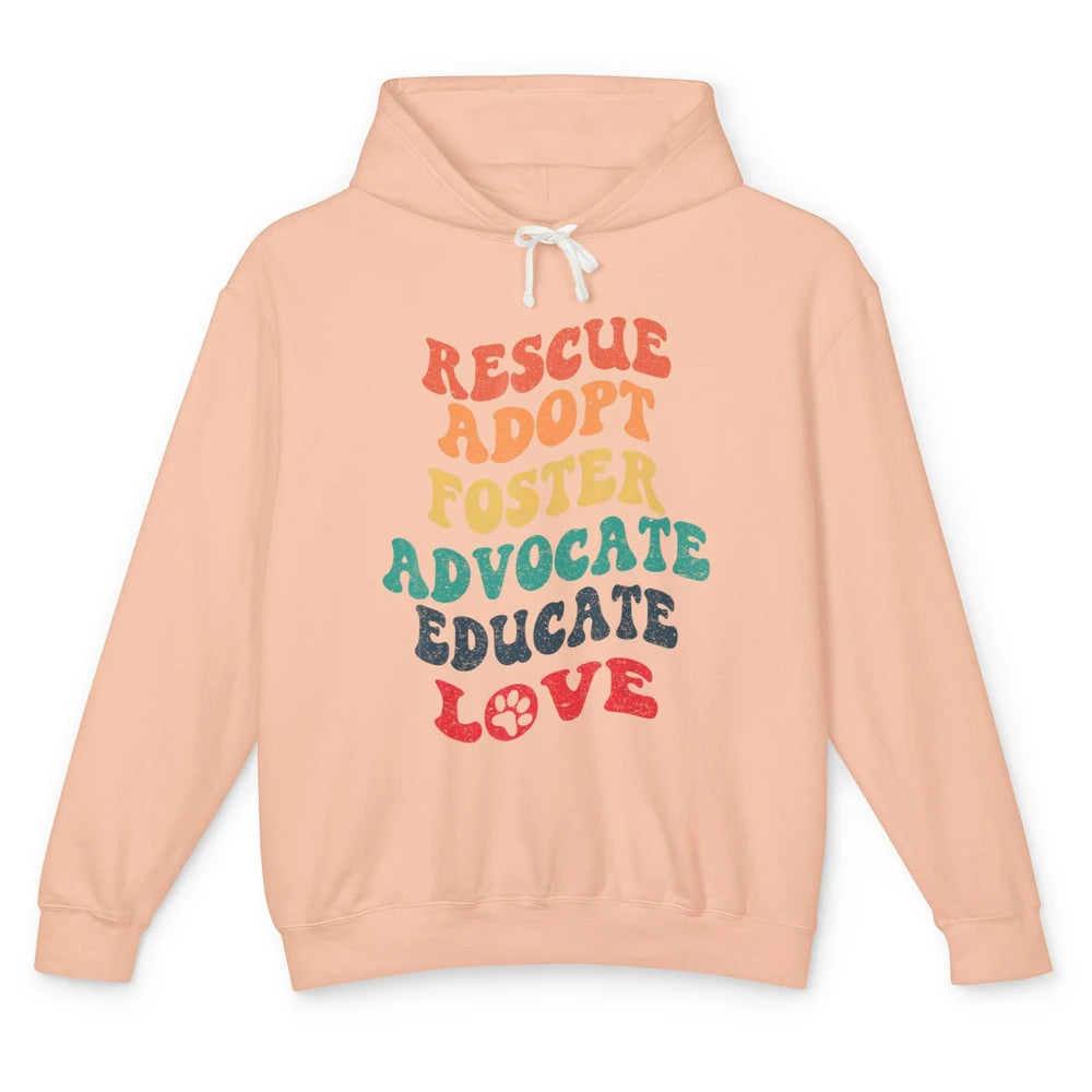 Groovy Rescue Dog Cat Animal Pet Shelter Adopt Advocate Love Unisex Lightweight Hoodie