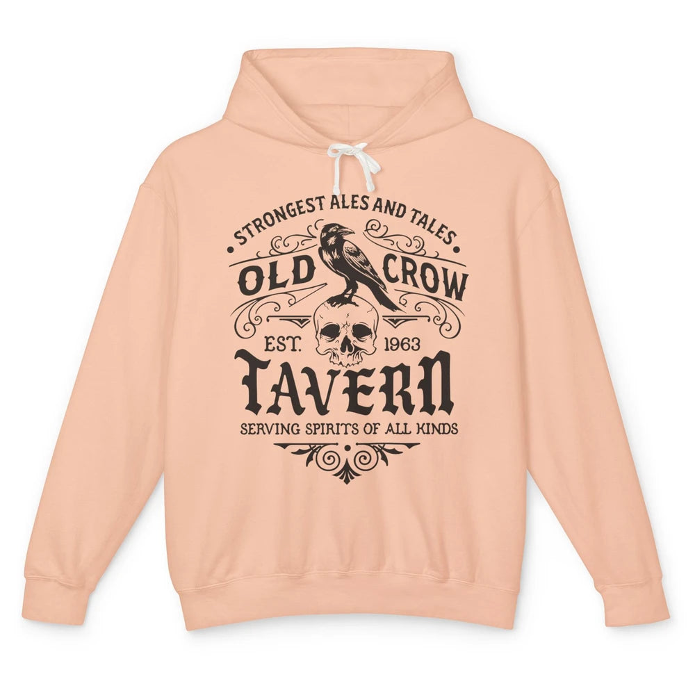 Retro Halloween Black Crow Old Crow Tavern Est 1693 Magic Unisex Lightweight Hoodie