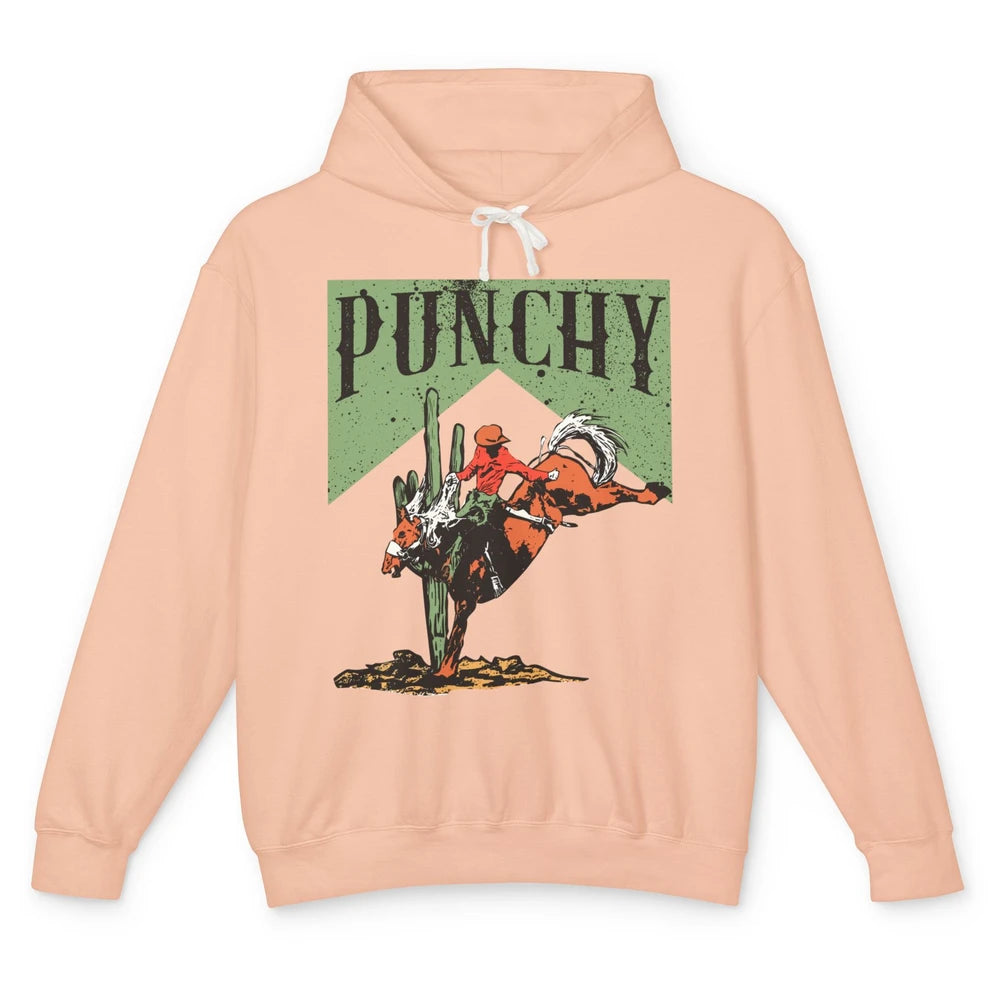 Retro Cowboy Rodeo Punchy Bucking Horse Western Country Unisex Lightweight Hoodie