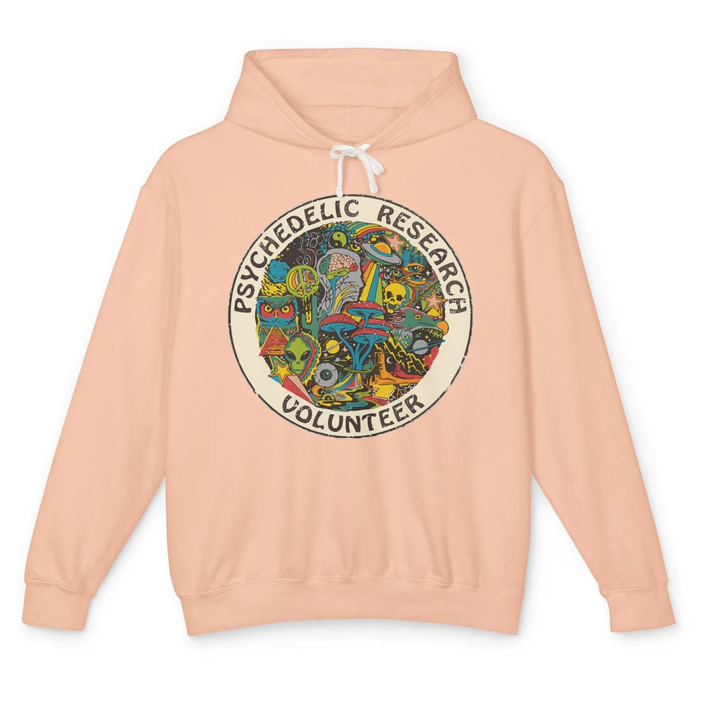 Retro Design Research Volunteer Psychedelic Mushroom Vintage Unisex Lightweight Hoodie