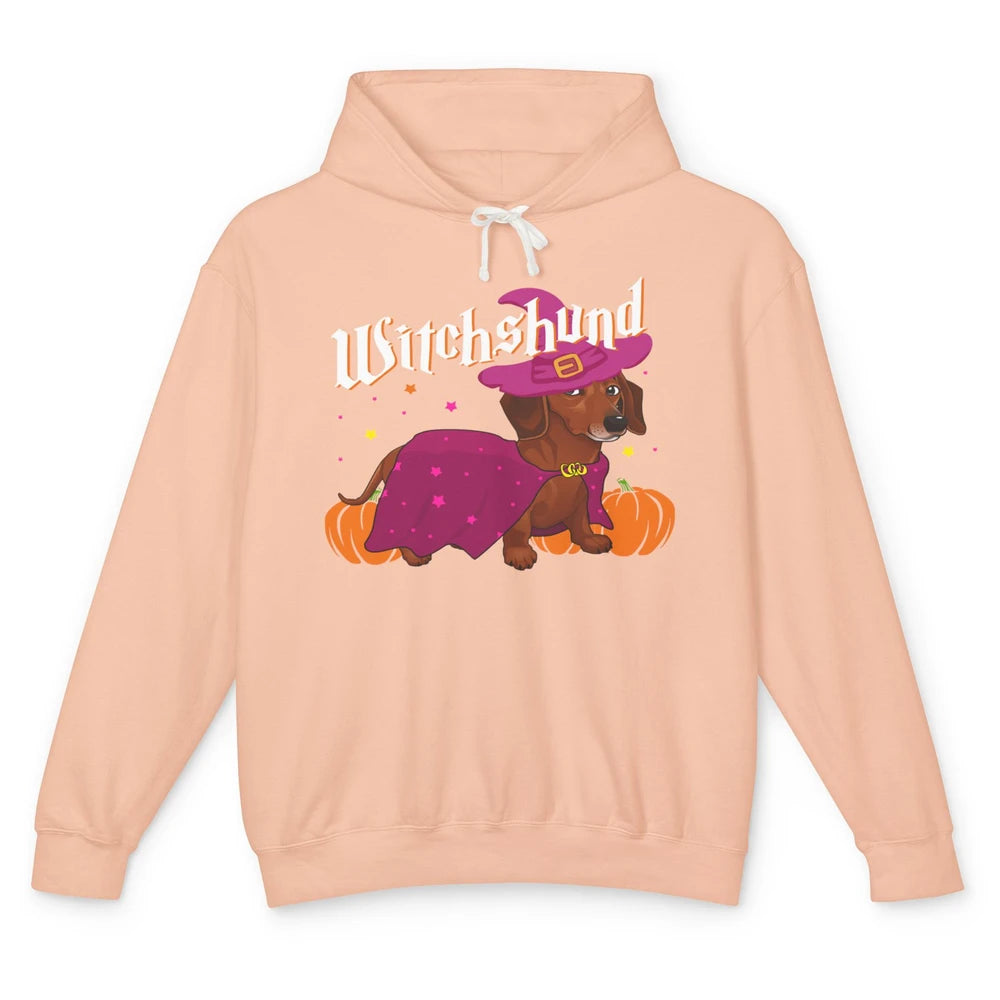 Dachshund Dog Witch Boo Moon Pumpkin Halloween Spooky Season Unisex Lightweight Hoodie