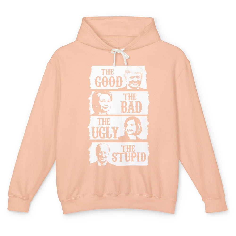 Funny Trump The Good The Bad The Stupid Anti Biden Democrats Unisex Lightweight Hoodie