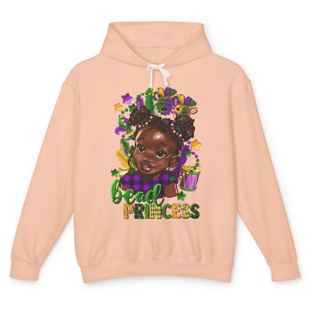 Mardi Gras Bead Princess Black Girl Fat Tuesday New Orleans Unisex Lightweight Hoodie