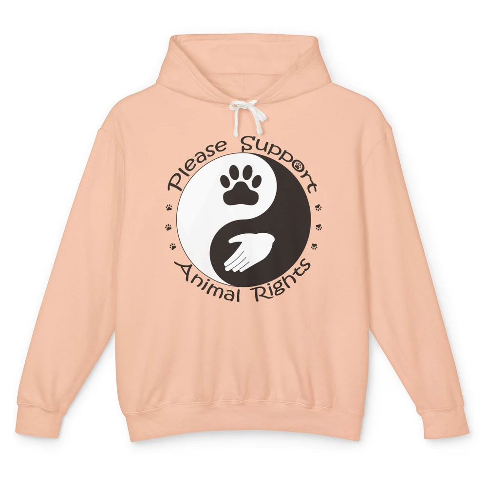 Please Support Animal Rights Pet Rescuer Paw Yin Yang Adopt Unisex Lightweight Hoodie