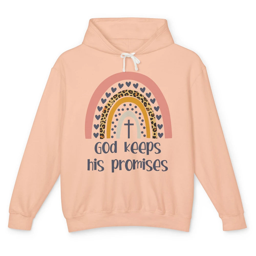 Leopard Rainbow God Keeps His Promises Christian Religious Unisex Lightweight Hoodie