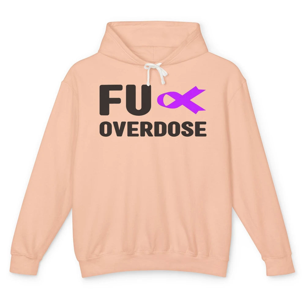 FU Purple Ribbon Overdose Awareness Warrior Strong Survivor Unisex Lightweight Hoodie