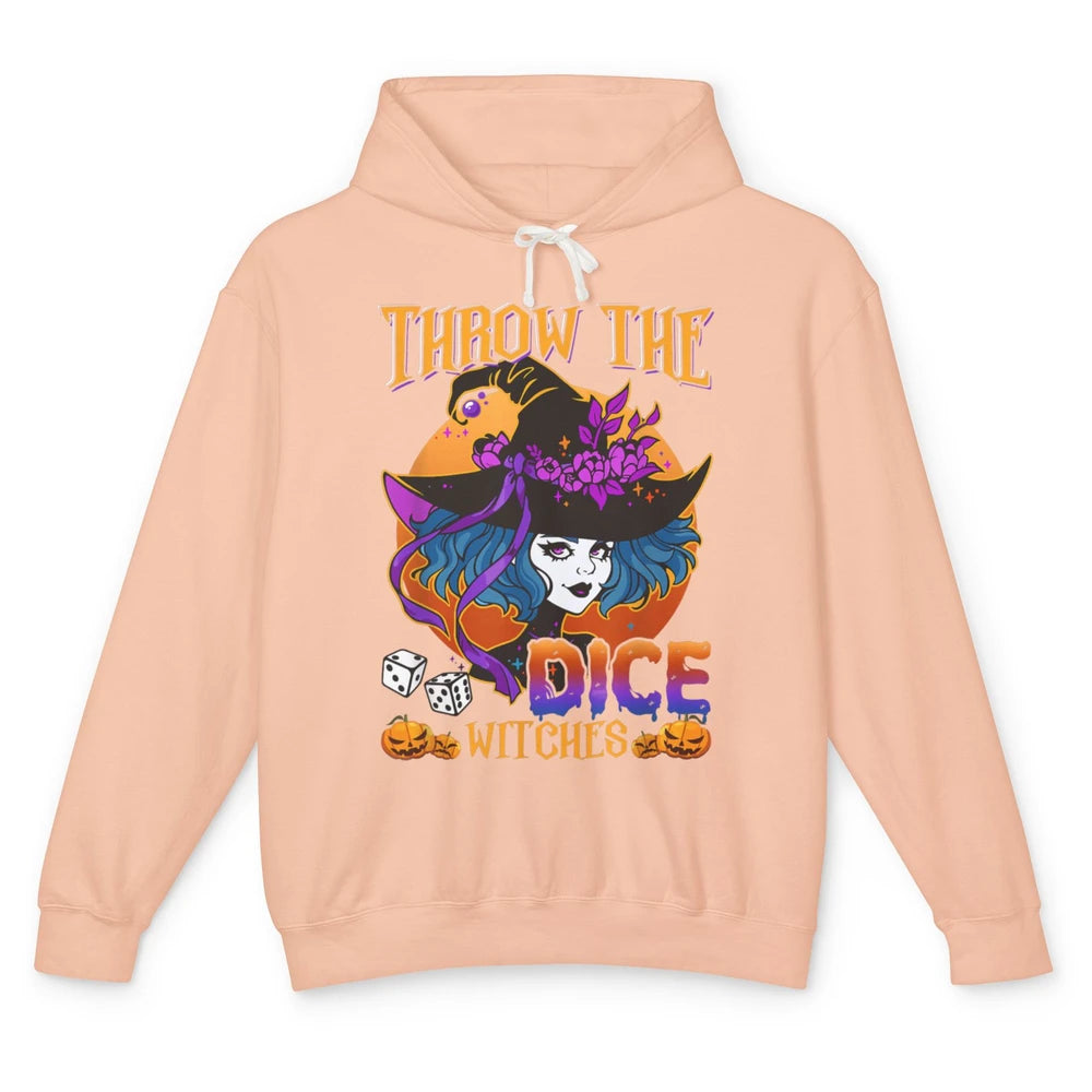 Retro Throw The Dice Witches Bunco Halloween Pumpkin Gothic Unisex Lightweight Hoodie