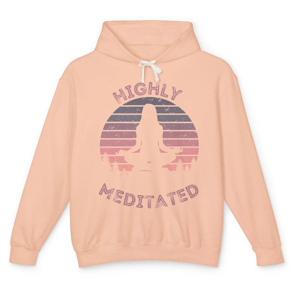 Vintage Woman Doing Yoga Highly Meditated Meditation Lovers Unisex Lightweight Hoodie