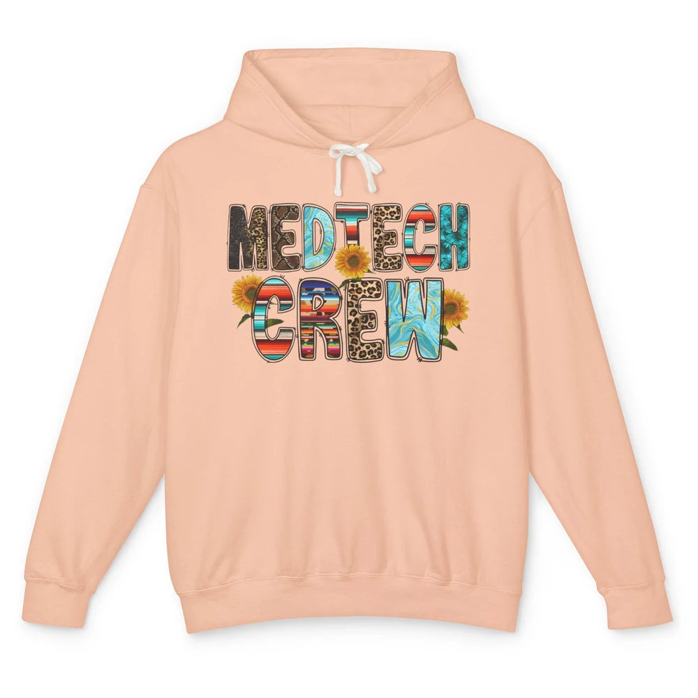 Leopard Sunflower Med Tech Crew Medical Nurse Western Nurse Unisex Lightweight Hoodie