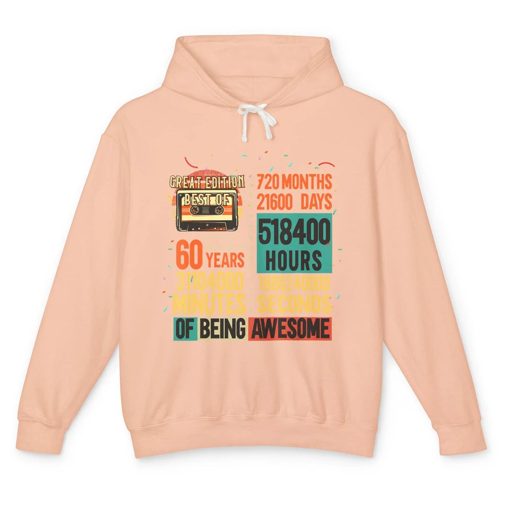 Retro 60s Lifetime Cassette Music Count Down 60th Birthday Unisex Lightweight Hoodie