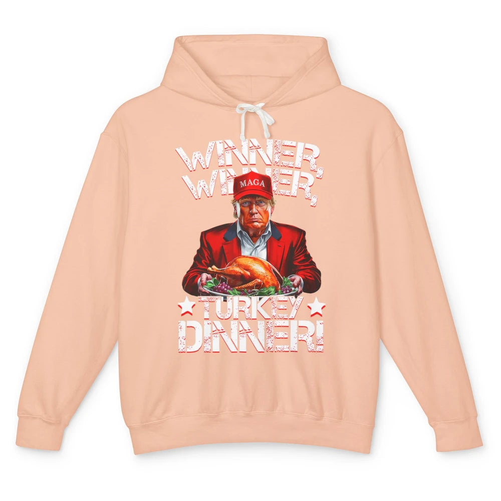 Funny Trump Winner Turkey Dinner Thanksgiving Donald Trump President Republican Political Humor Unisex Lightweight Hoodie