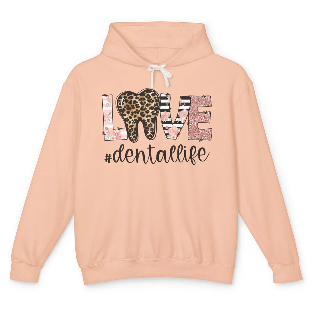 Leopard Teeth Love Dental Life Dental Hygienist Dentistry Unisex Lightweight Hoodie