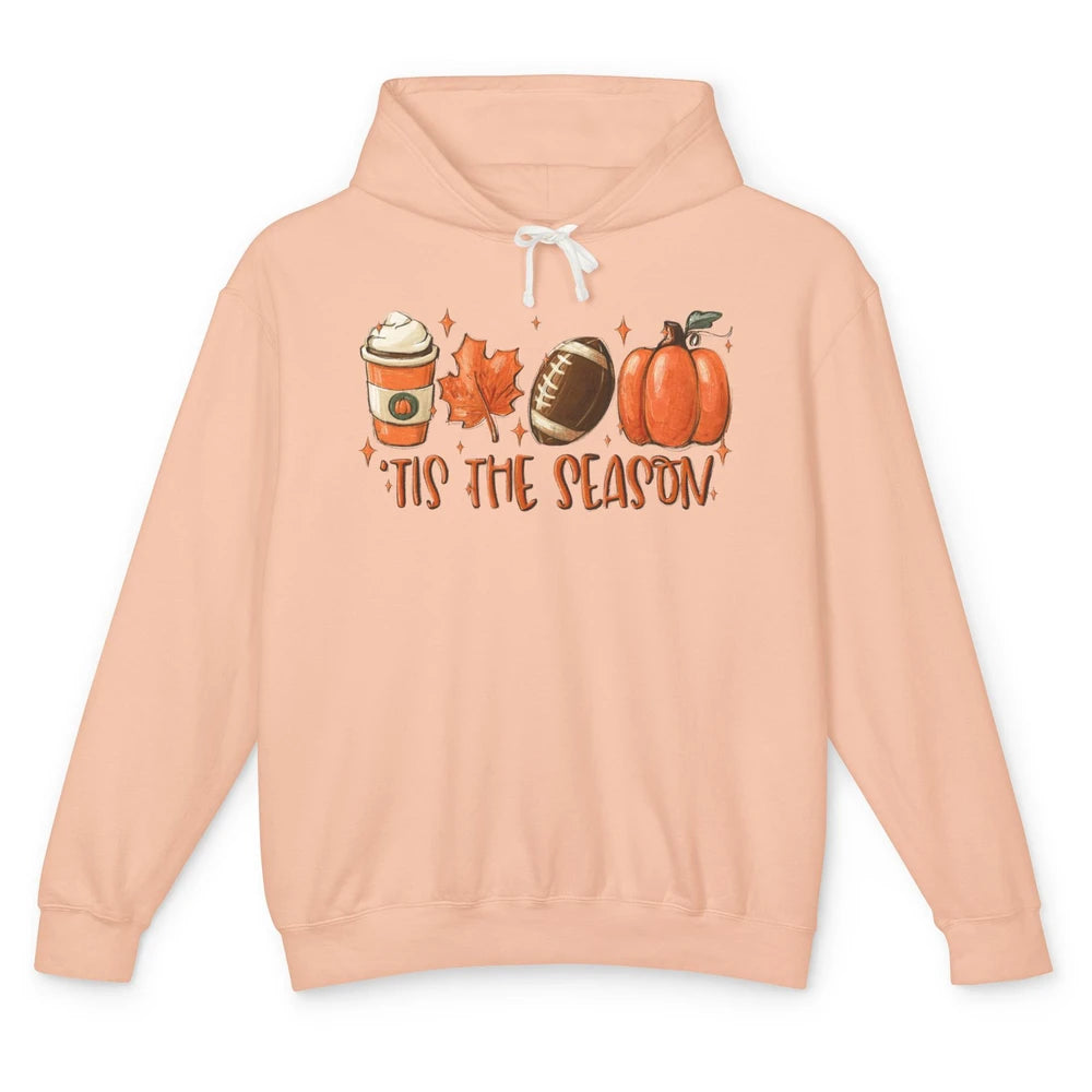 Pumpkin Spice Football Tis The Season Fall Thanksgiving Gift Unisex Lightweight Hoodie