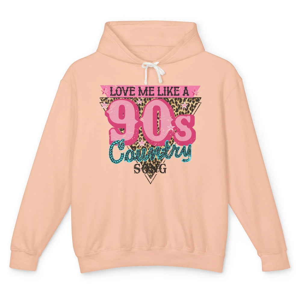 Retro Leopard Love Me Like 90s Country Song Western Cowgirl Unisex Lightweight Hoodie