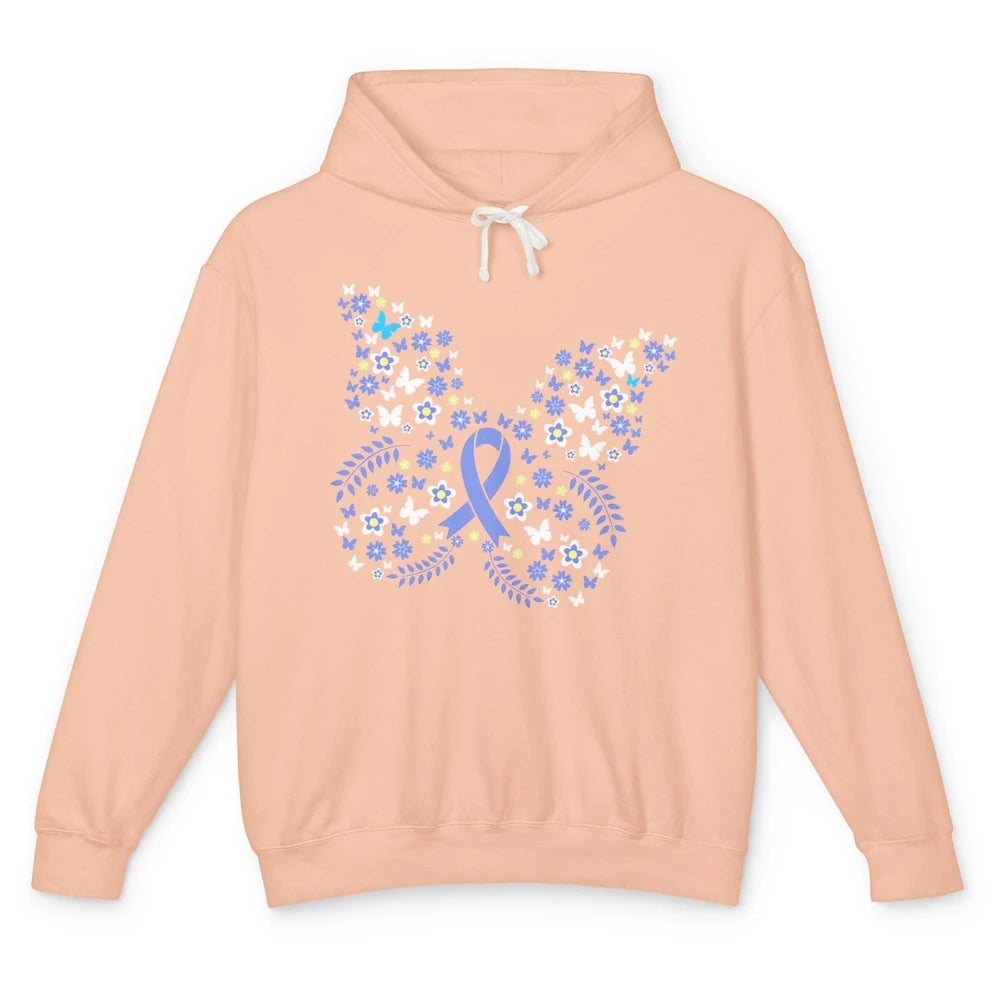 Butterfly Colon Warrior Colorectal Cancer Dark Blue Ribbon Unisex Lightweight Hoodie