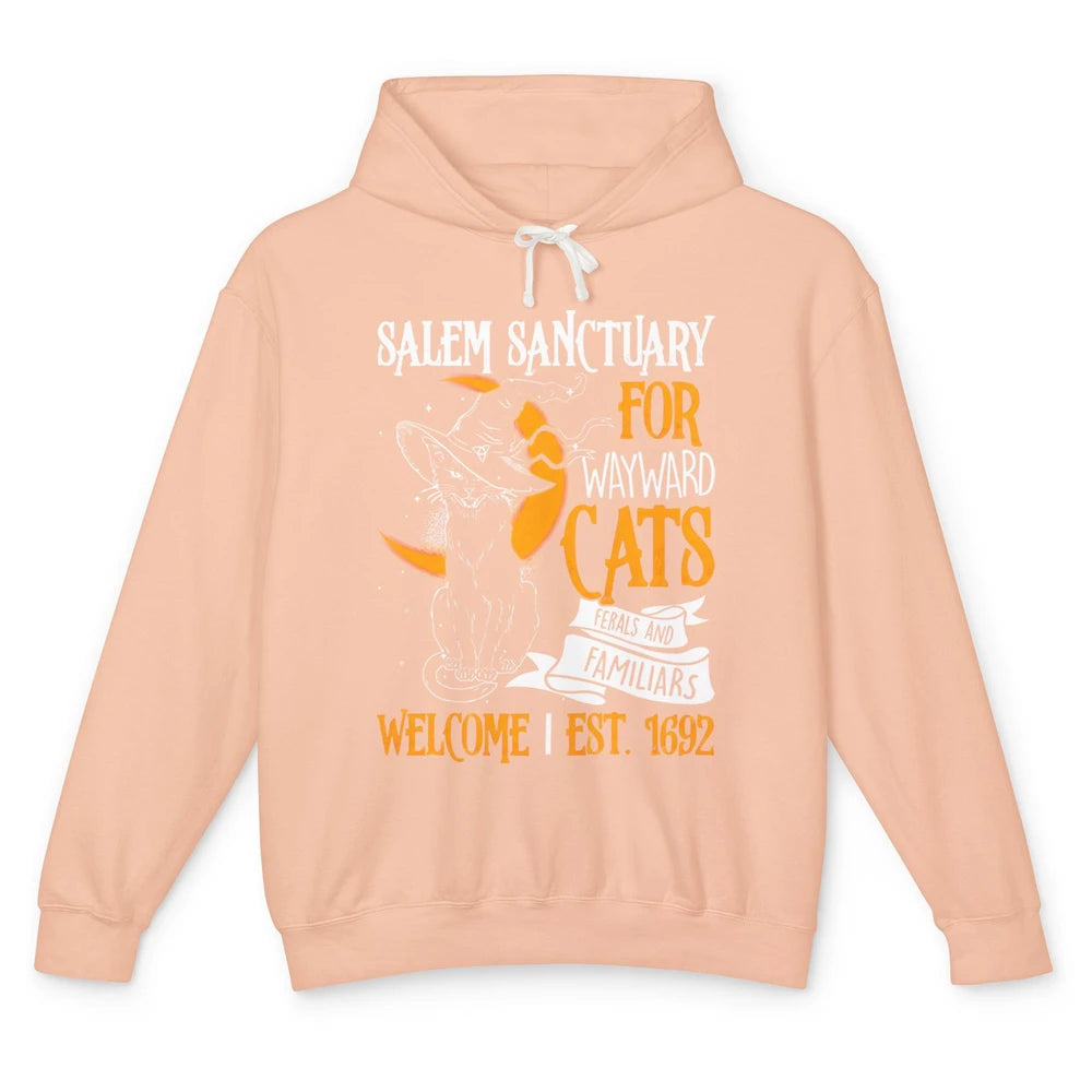 Witch Cat Salem Sanctuary Witch City Halloween Gothic Cat Unisex Lightweight Hoodie