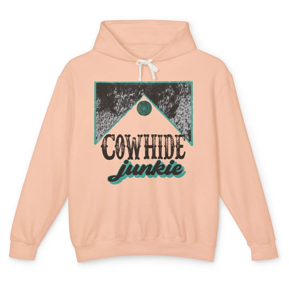 Retro Cowhide Junkie Western Country Cowboy Cowgirl Gift Unisex Lightweight Hoodie