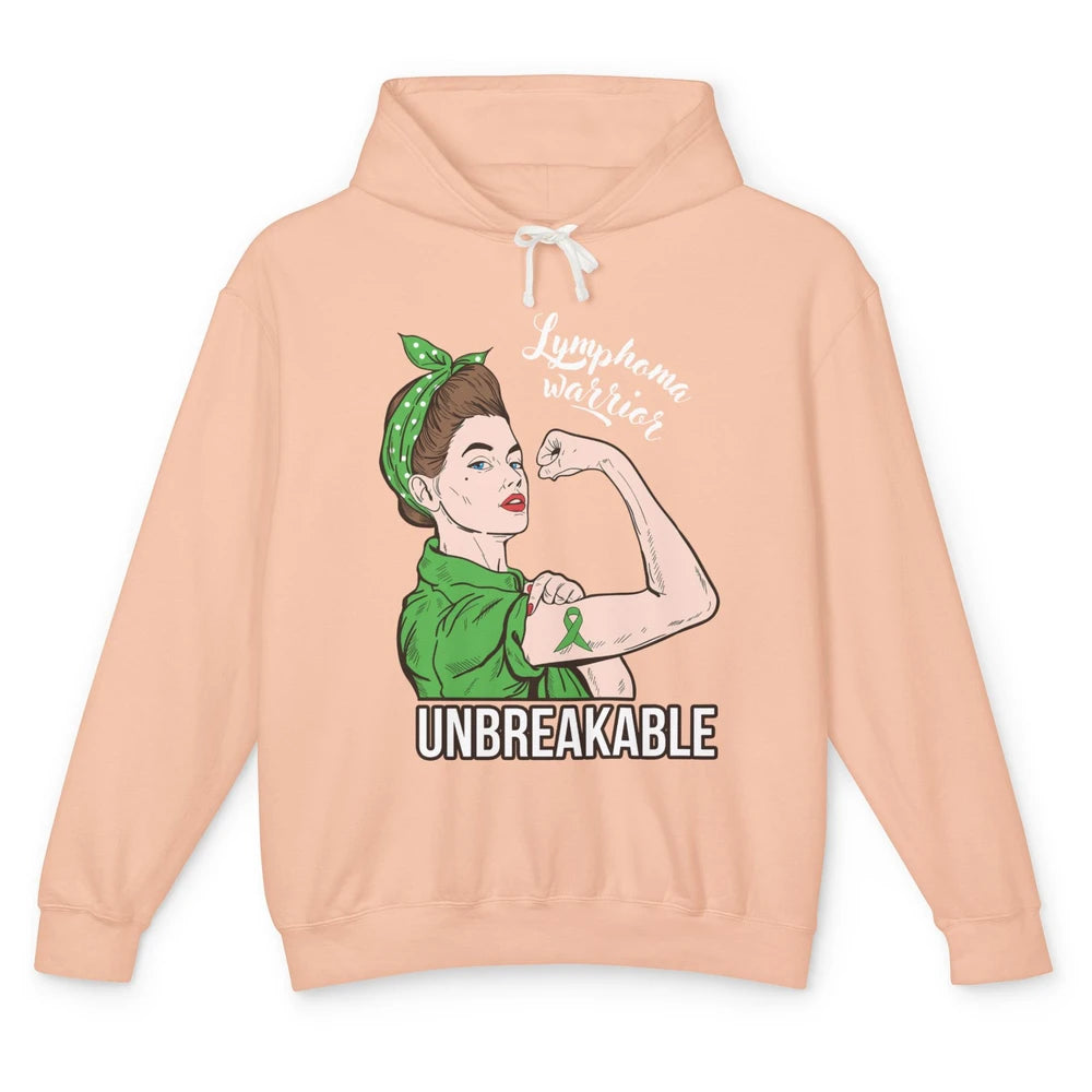 Lymphoma Cancer Warrior Unbreakable Power Women Awareness Unisex Lightweight Hoodie