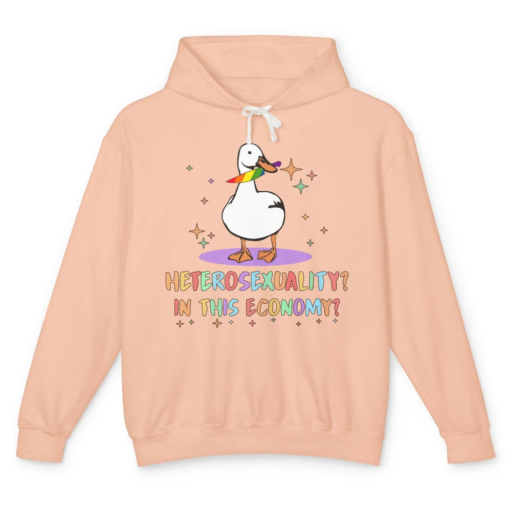 Heterosexuality In This Economy LGBT Goose Rainbow Gay Pride Unisex Lightweight Hoodie