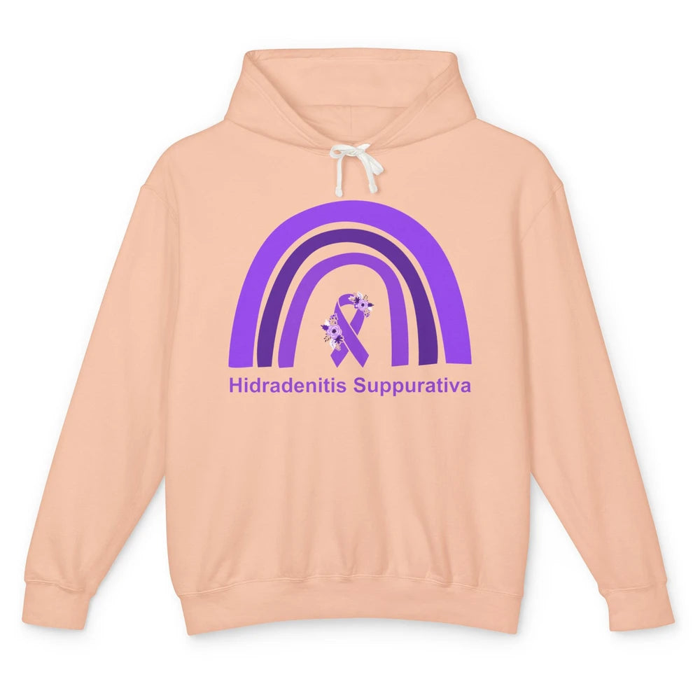 Small Fiber Neuropathy Awareness Floral Purple Rainbow Unisex Lightweight Hoodie