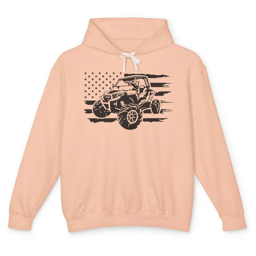 Retro US Flag ATV Side By Side Rider UTV Offroad SXS Life Unisex Lightweight Hoodie