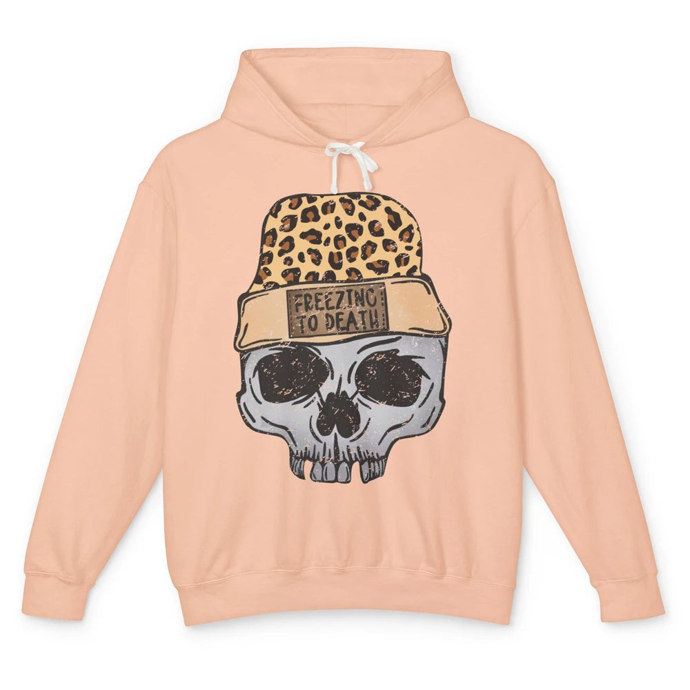 Funny Leopard Skull Freezing To Death Funny Christmas Winter Unisex Lightweight Hoodie