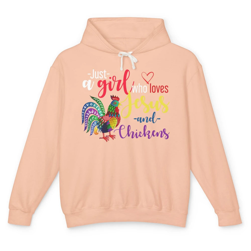 Just A Girl Loves Christian Chicken Farmer Jesus Christ God Unisex Lightweight Hoodie