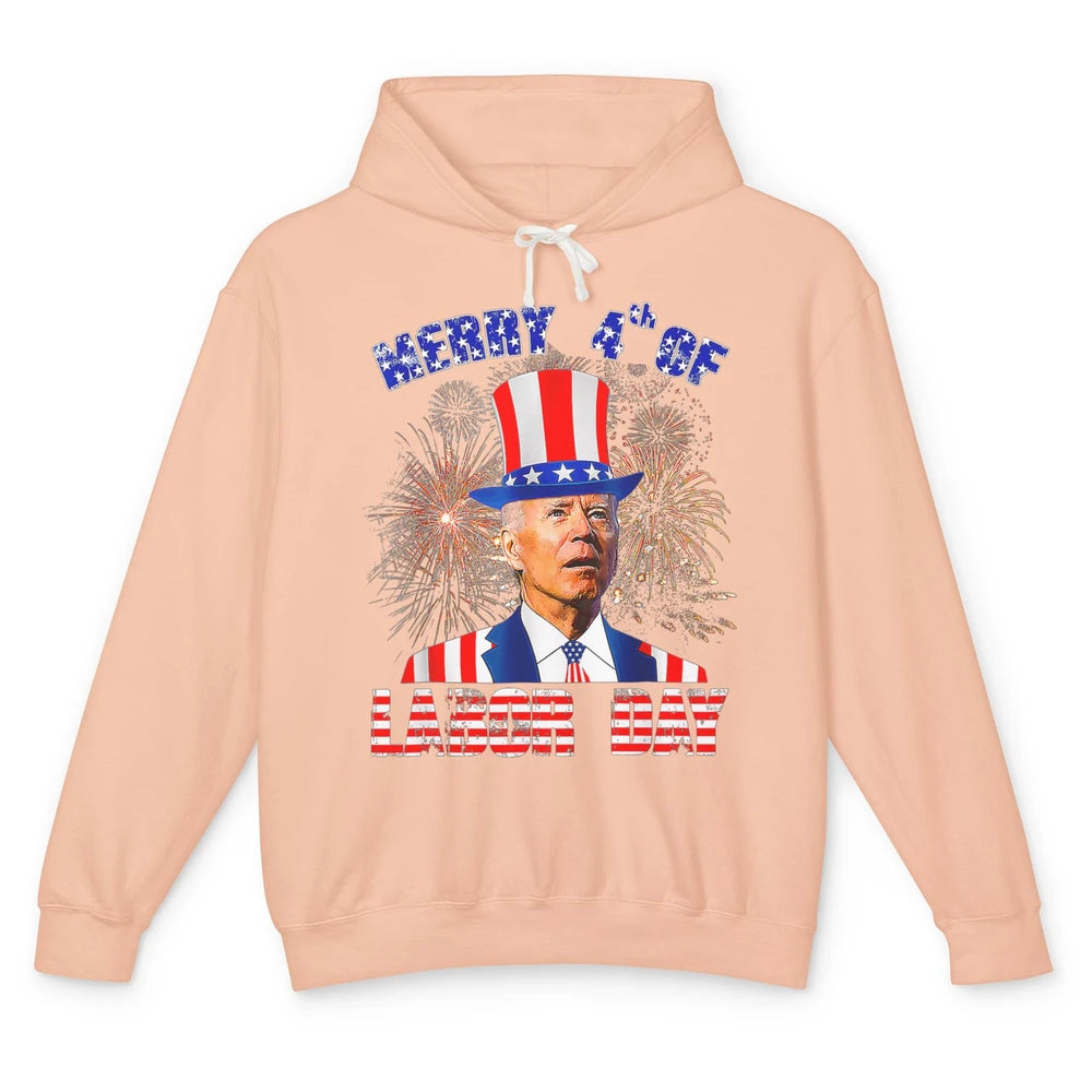 Funny Joe Biden Merry 4th Of Labor Day Humor American Flag Unisex Lightweight Hoodie