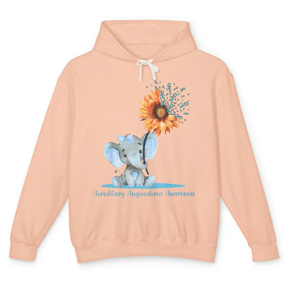 Hereditary Angioedema Awareness Ribbon Baby Elephant Daisy Unisex Lightweight Hoodie