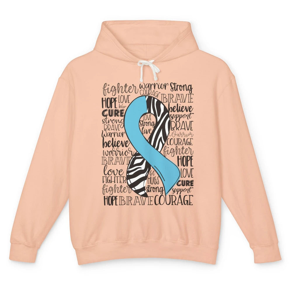 Hereditary Angioedema Awareness Zebra Blue Ribbon Hope Love Unisex Lightweight Hoodie