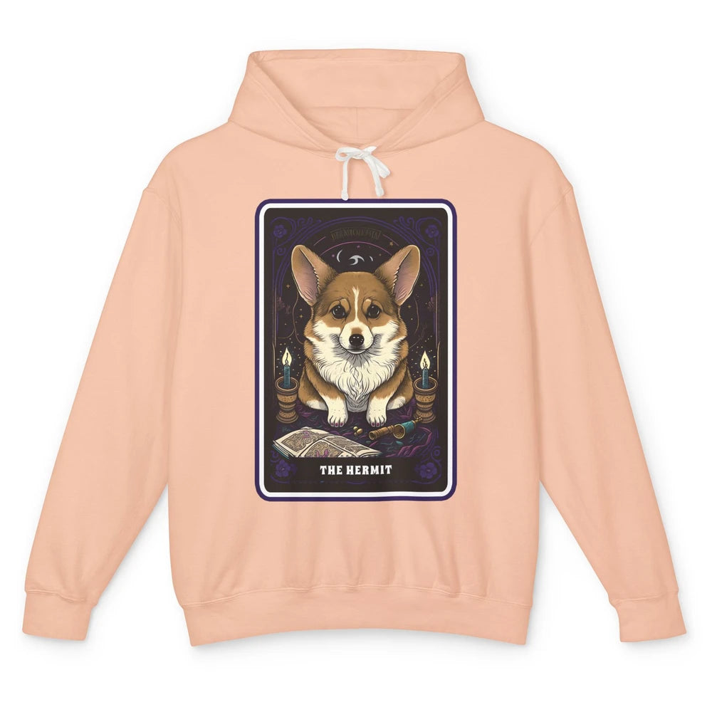 Corgi Witch The Hermit Tarot Card Halloween Corgi Dog Mom Unisex Lightweight Hoodie