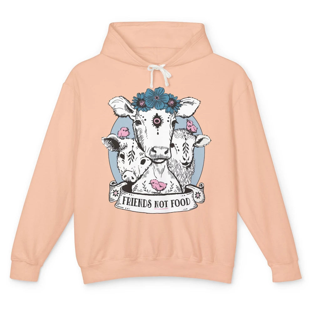 Friends Not Food Vegetarian Vegan Goat Animal Liberation Unisex Lightweight Hoodie