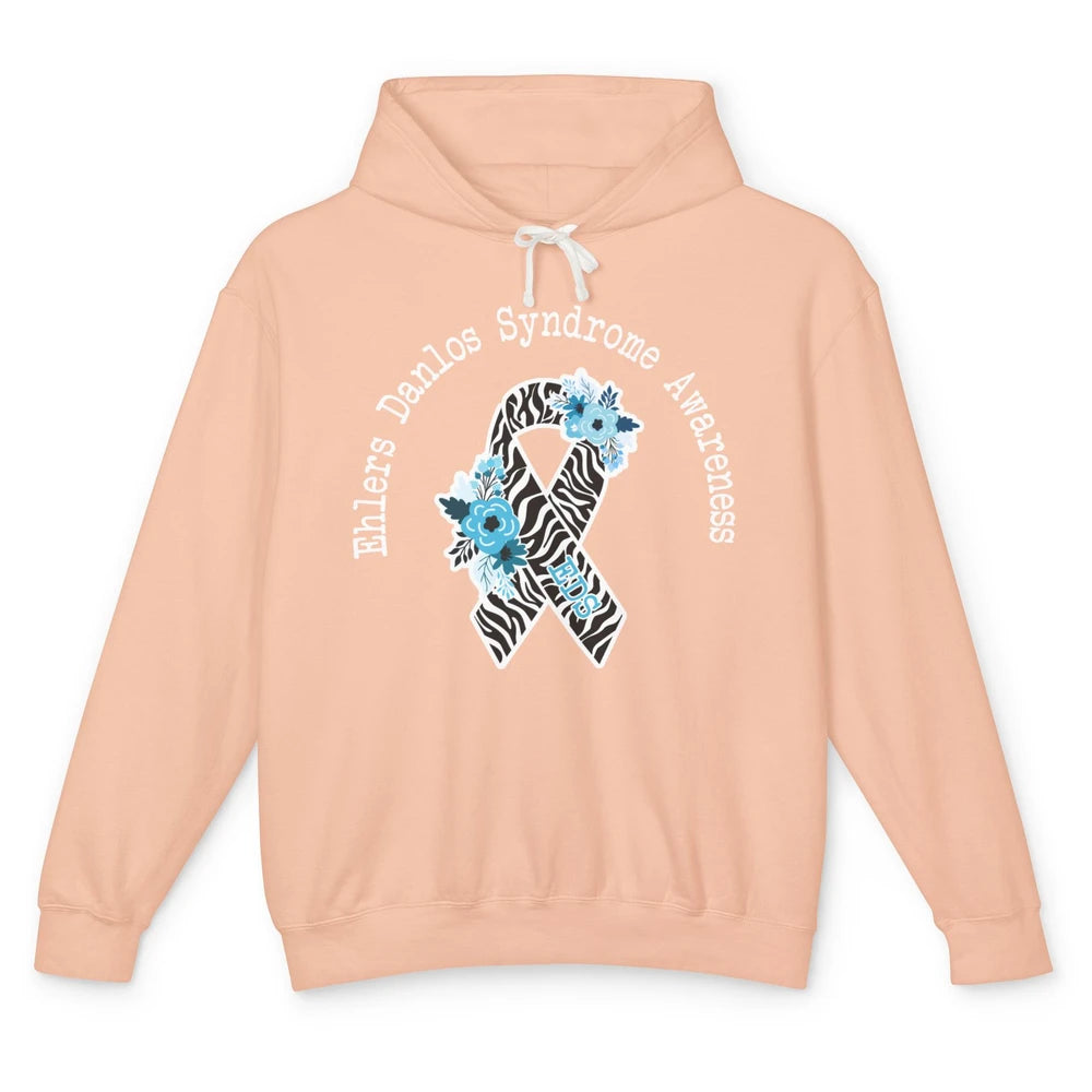 Ehlers Danlos Syndrome Awareness EDS Zibra Ribbon Rainbow Unisex Lightweight Hoodie