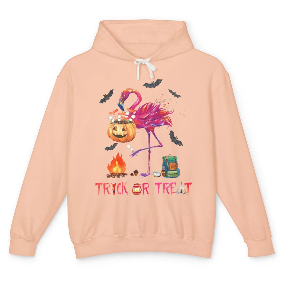 Flamingo Trick or Treat Halloween Camping Lovers Gift Unisex Lightweight Hoodie