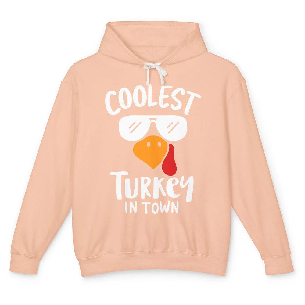 Coolest Turkey in Town Thanksgiving Dinner Funny Turkey Day Unisex Lightweight Hoodie