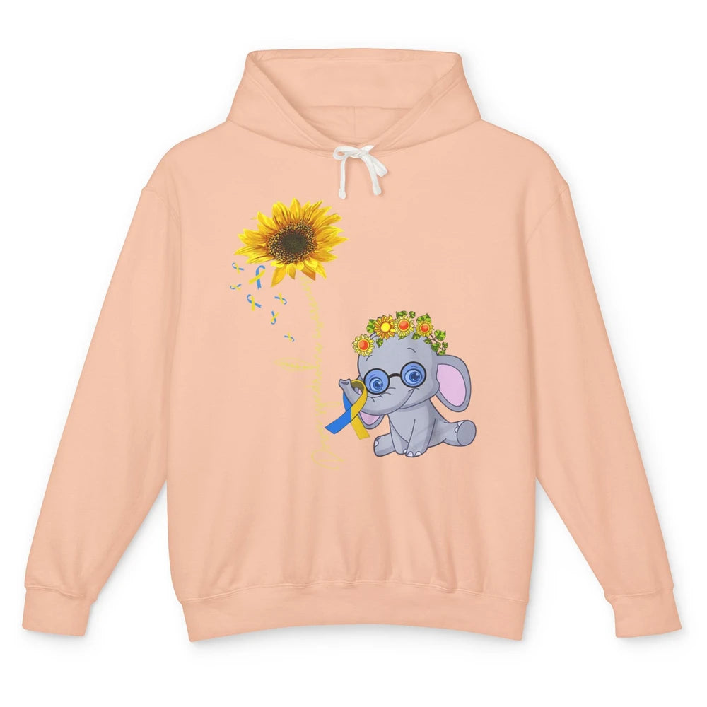 Sunflower Baby Elephant Down Syndrome Awareness Ribbon Unisex Lightweight Hoodie