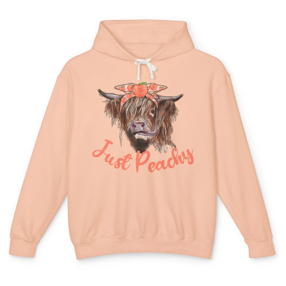 Highland Cow Bandana Just Peachy Western Country Peach Lover Unisex Lightweight Hoodie