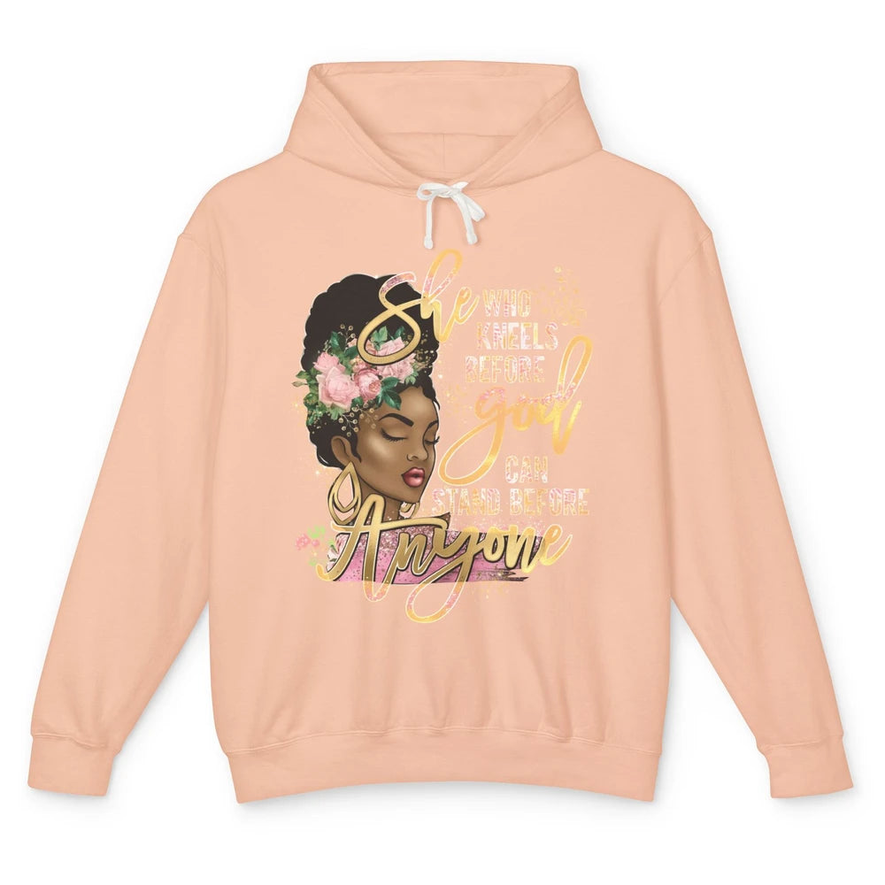 Black Girl She Who Kneels Before God Christian Afro Women Unisex Lightweight Hoodie