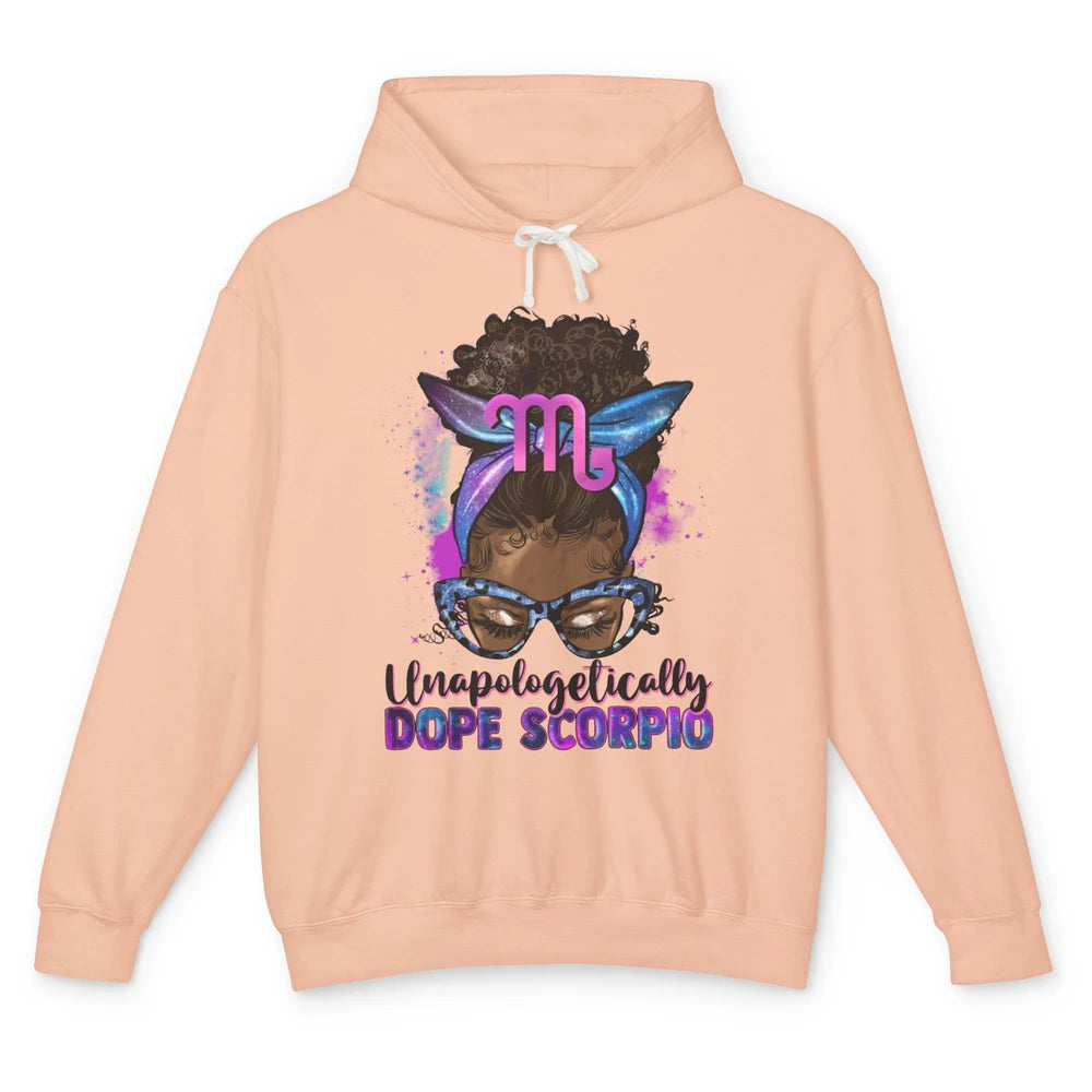 Afro Scorpio Queen Galaxy Horoscope Messy Hair Black Woman Unisex Lightweight Hoodie