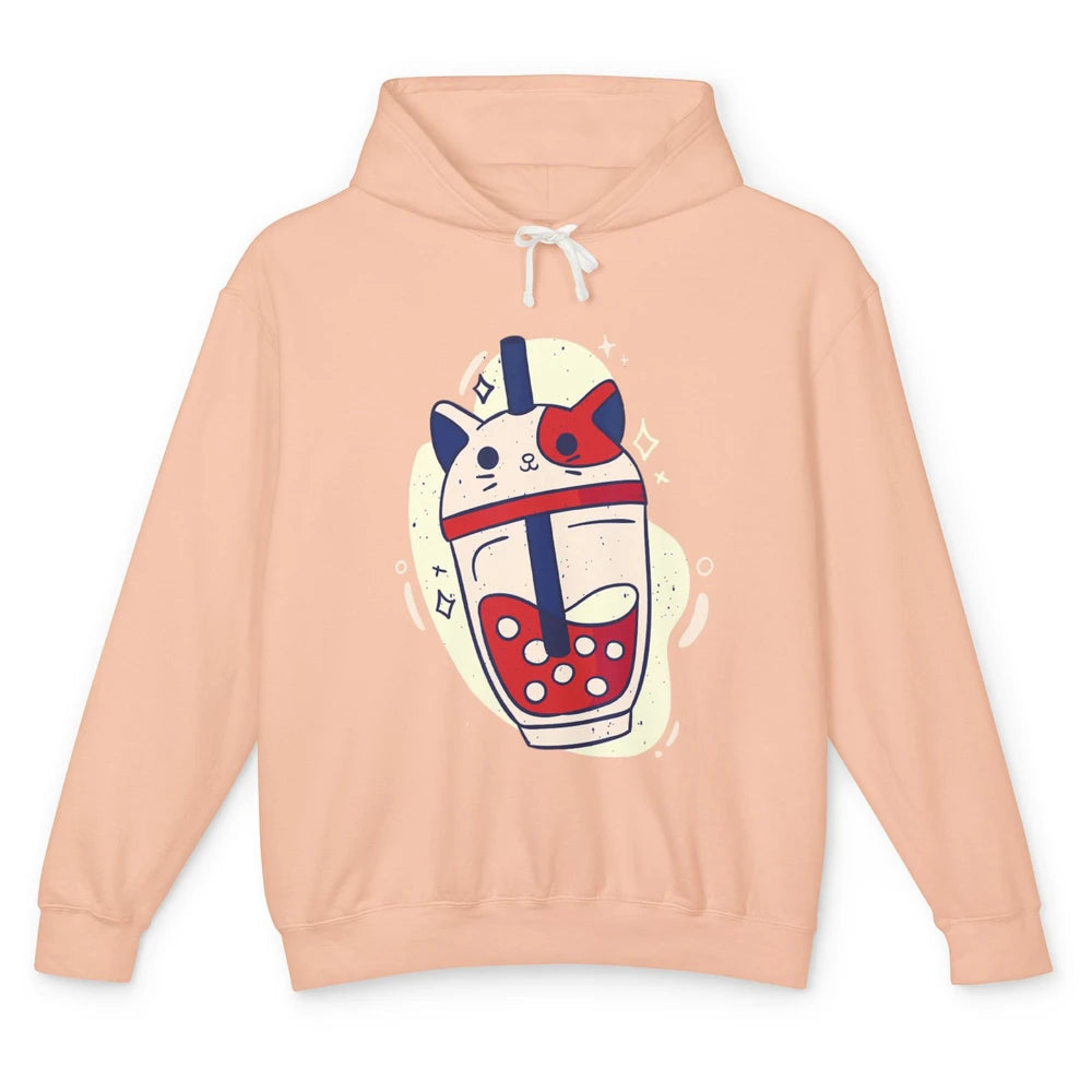 Cute Cat Japanese Boba Tea Cute Bubble Tea Retro Milk Tea Unisex Lightweight Hoodie