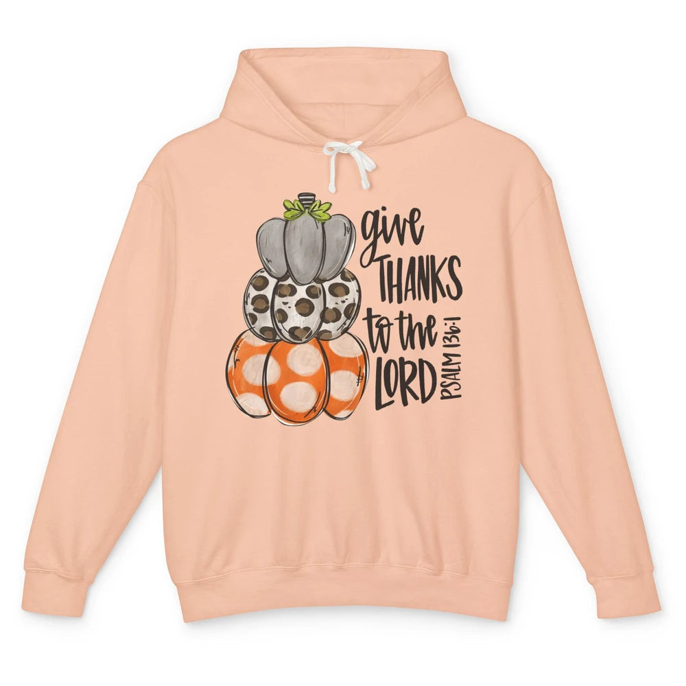 Retro Pumpkin Give Thanks To The Lord Christian Thanksgiving Unisex Lightweight Hoodie