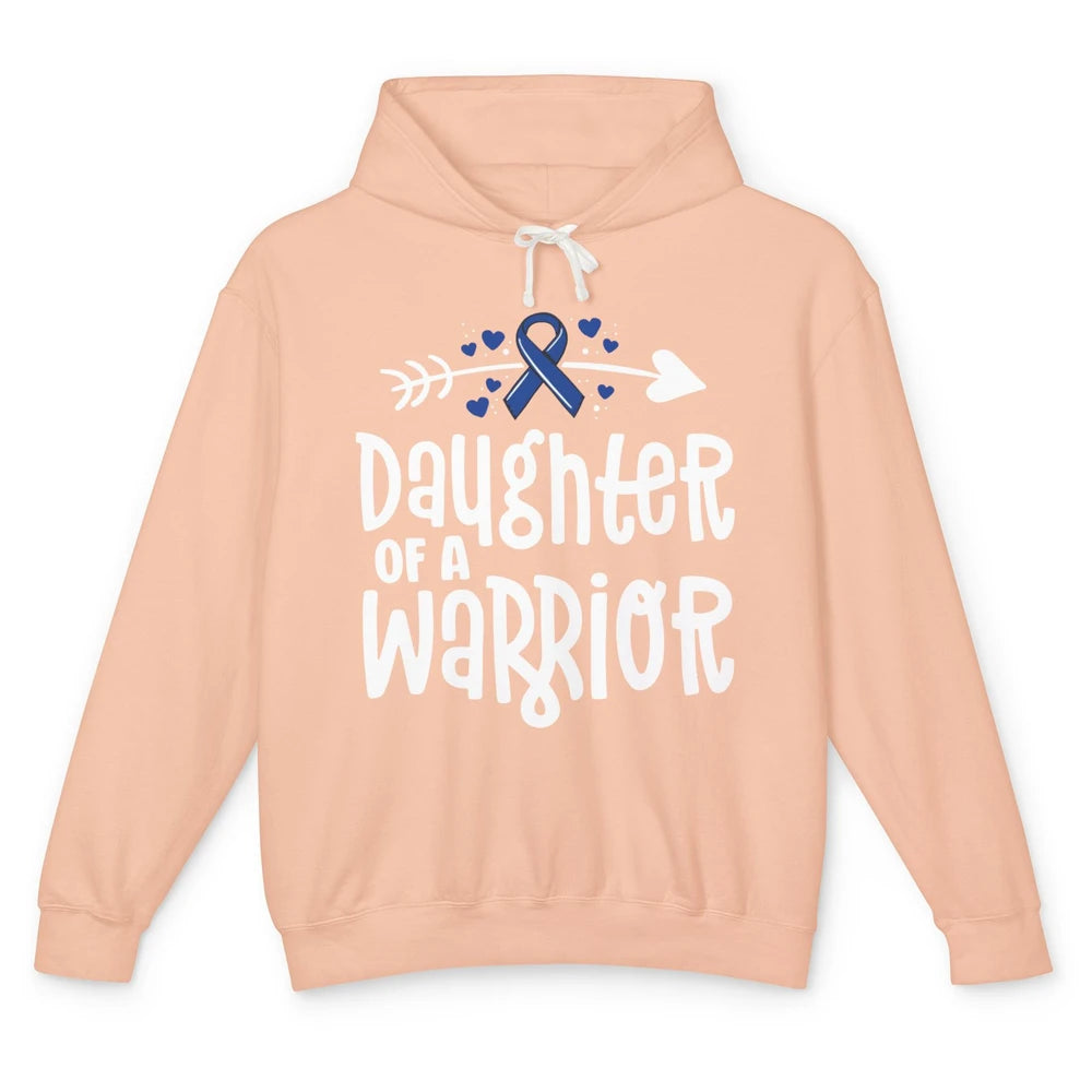 Warrior Daughter Colon Cancer Colorectal Dark Blue Ribbon Unisex Lightweight Hoodie