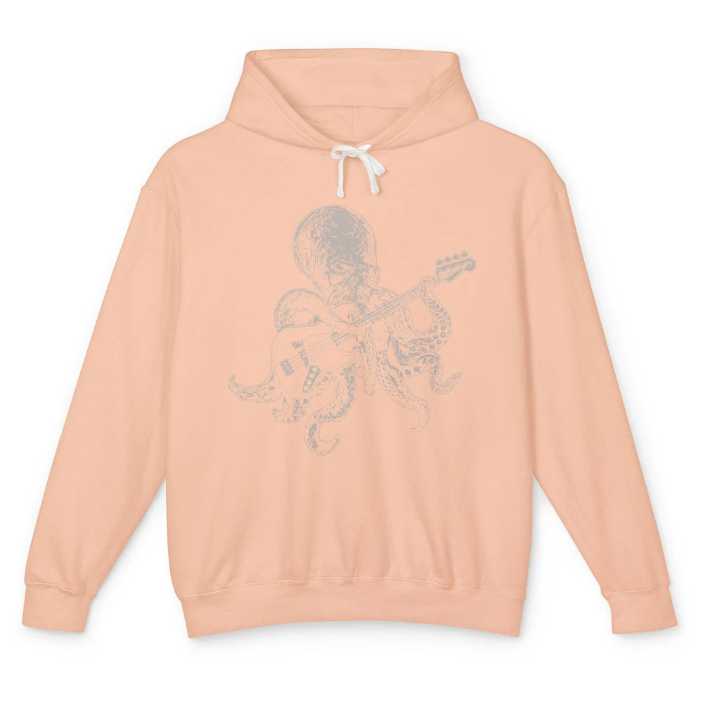 Funny Octopus Playing Guitar Guitarist Musician Bassist Unisex Lightweight Hoodie