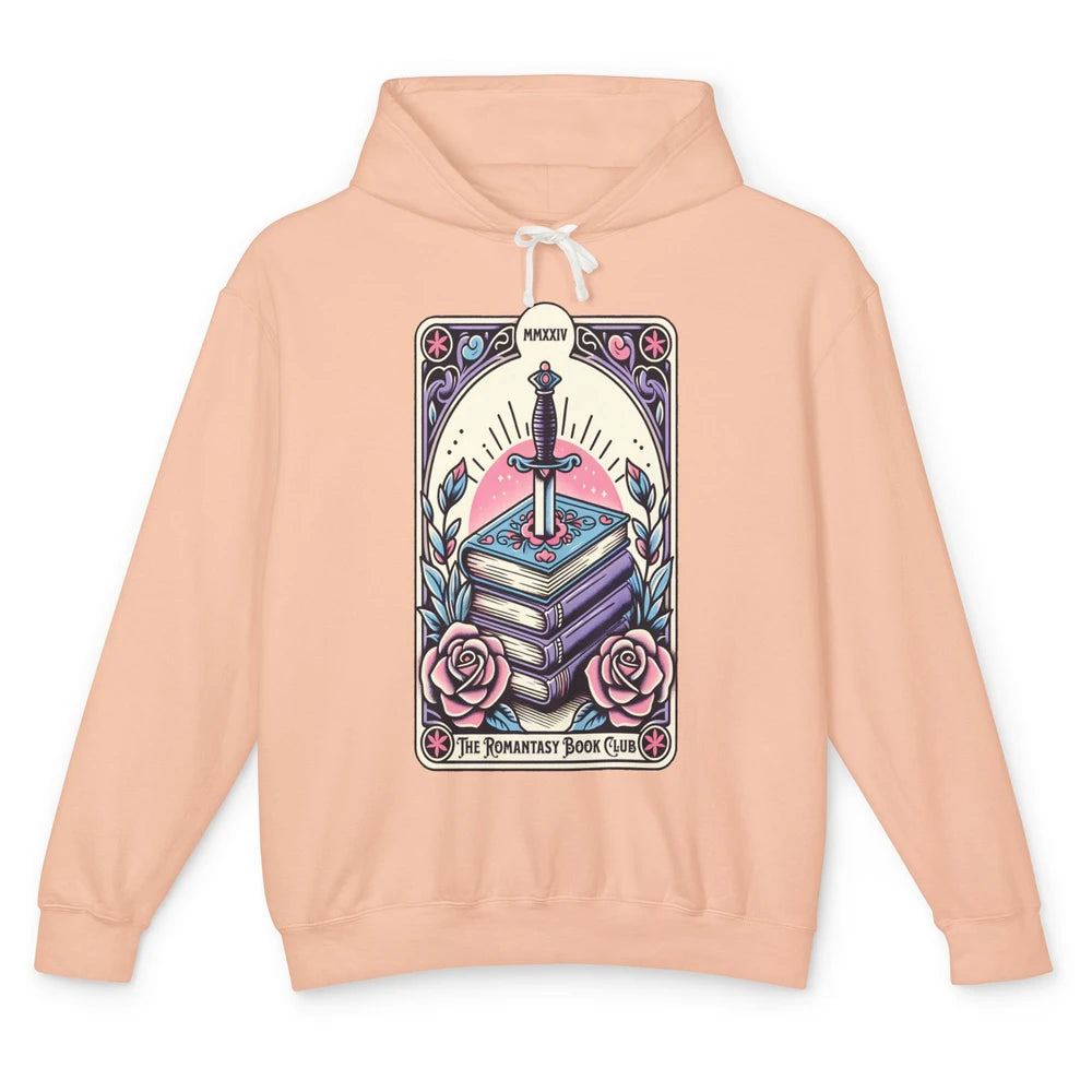 Romantasy Book Club Pastel Tarot Card Sword Floral Reading Books Bookish Bookworm Unisex Lightweight Hoodie